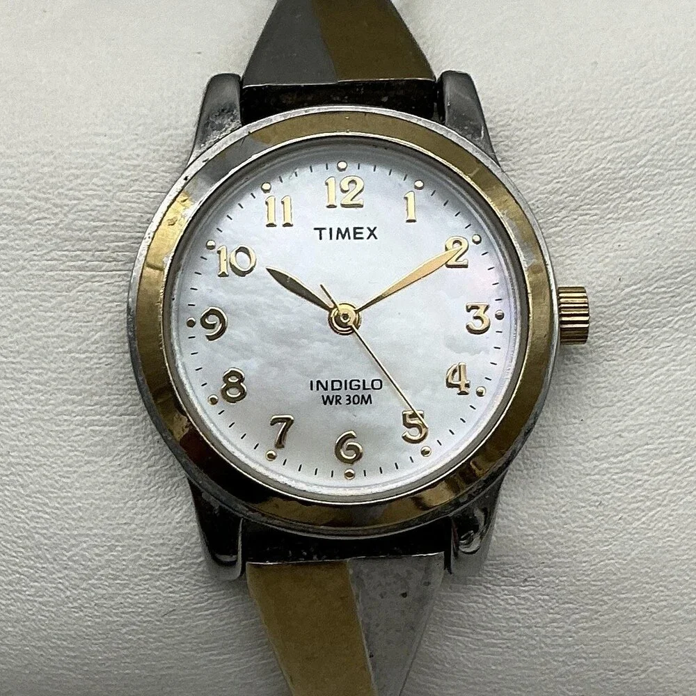 Timex Indiglo Womens Watch 25mm Gold Silver Two Tone Bracelet New Battery